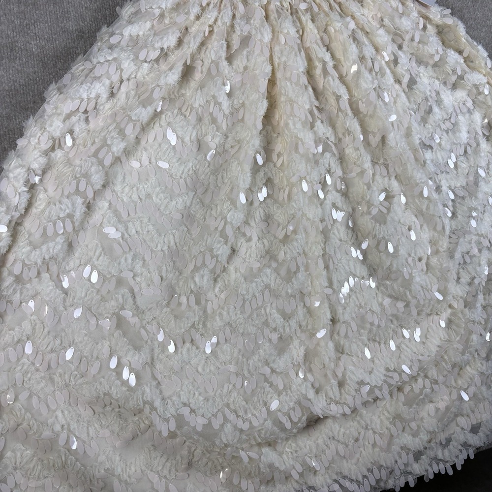 Ivy City Co Cloud Nine Sparkle Dress Ivory Sequin Smocked Maxi Women's S NWT - Picture 4 of 16